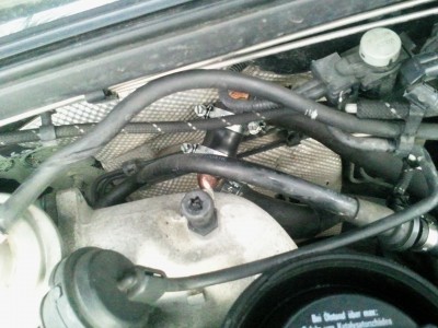 Bypass tube (in place, before pipe lagging fitted)
