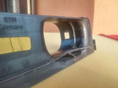 trimmed top mount - note trimmed horizontal lip to let air flow by unobstructed