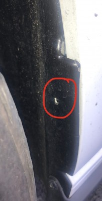 Screw missing from wheel arch