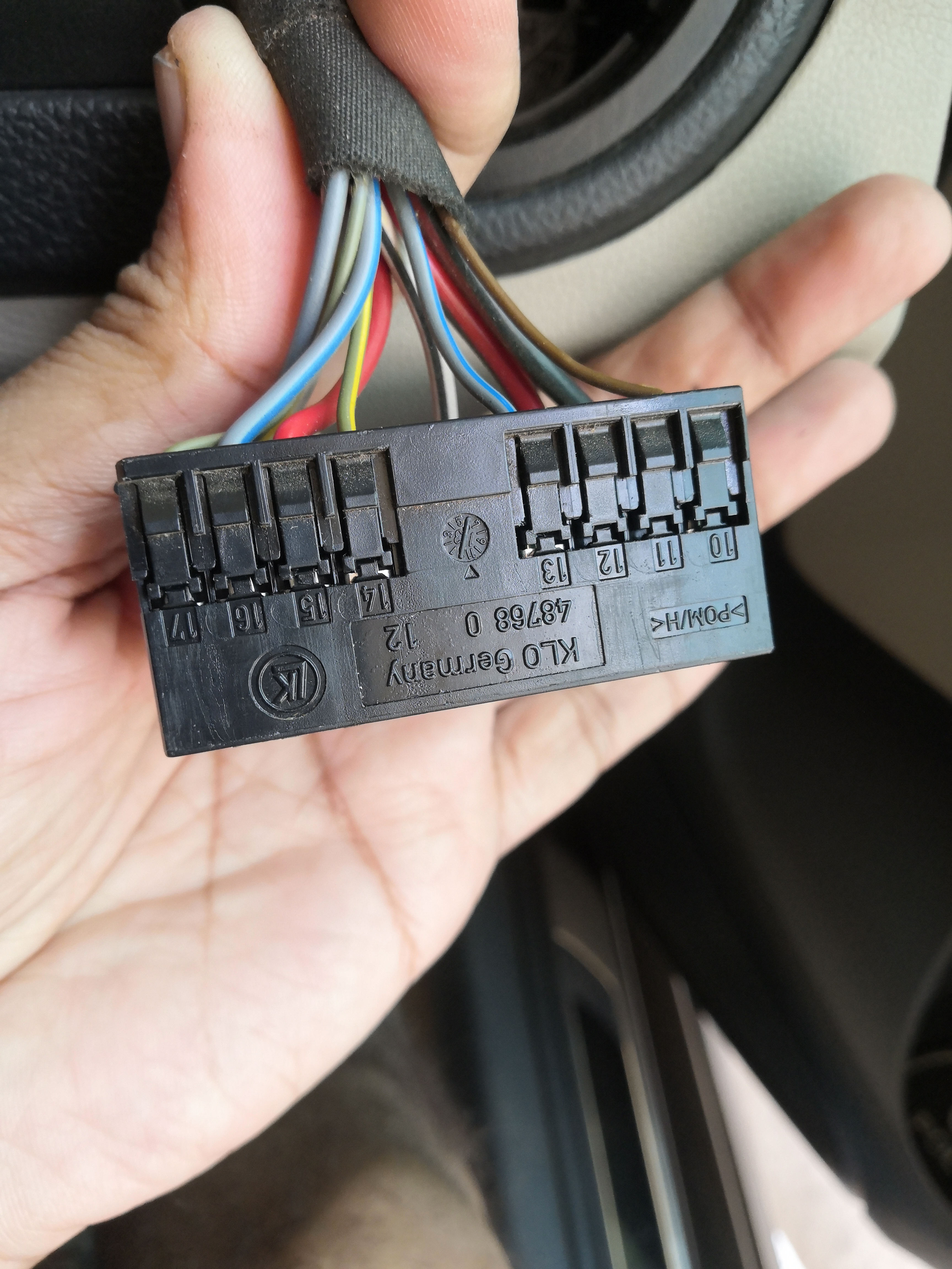 Headlight switch connector pin 10 to 17