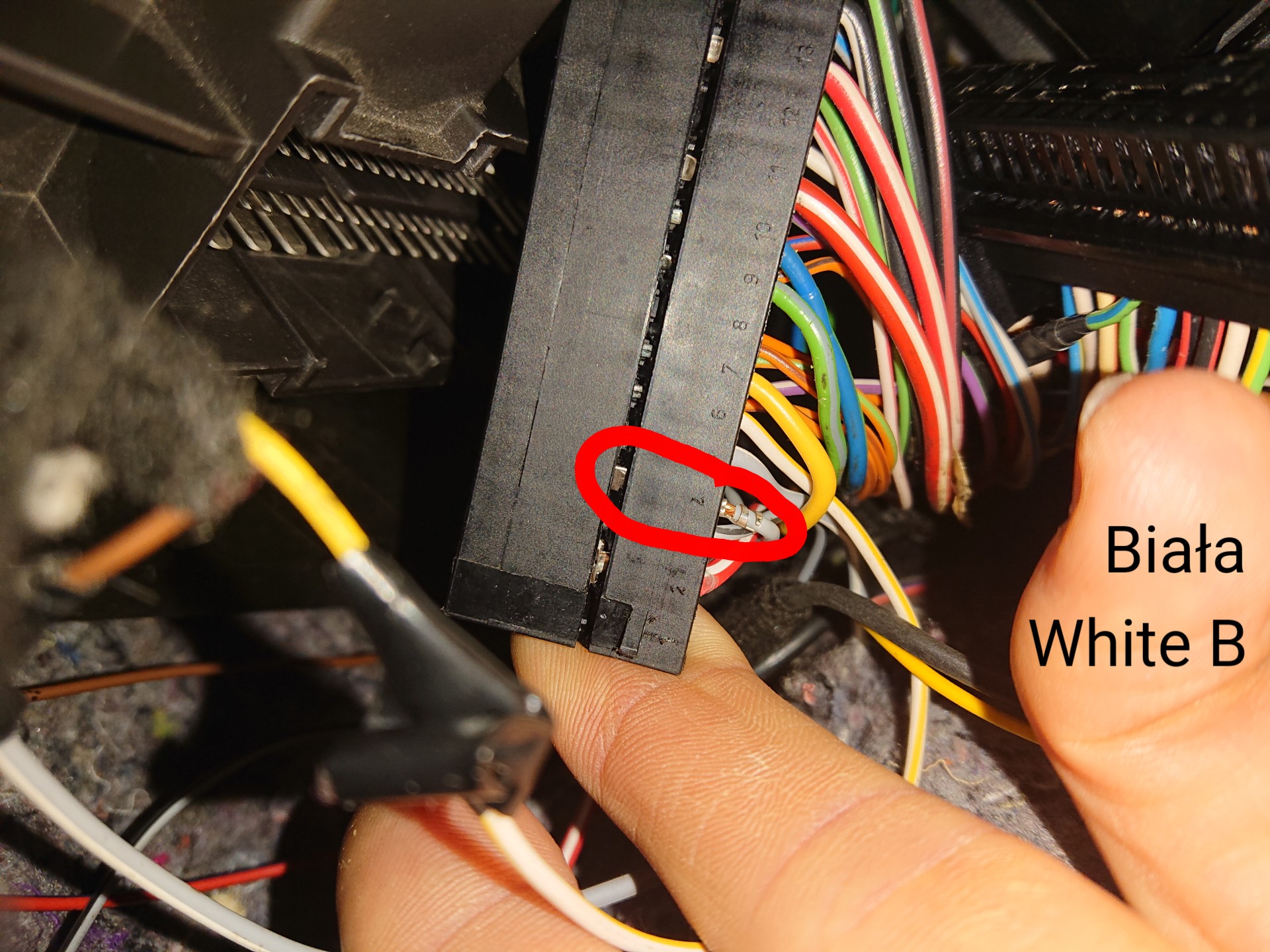I have the impression that the cable is not properly, If it is a cable from interior lighting, it should not be in pin1?